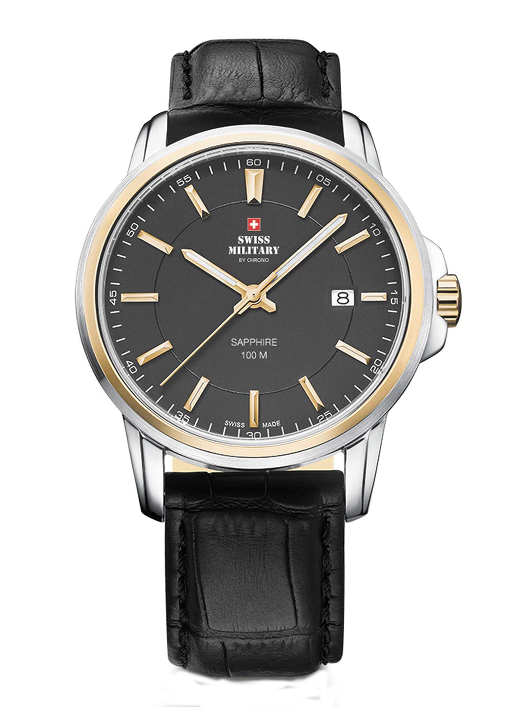 Swiss military Mens Analog Swiss Quartz Watch with Leather Bracelet SM34039.10