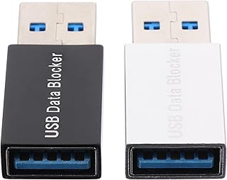 OSALADI 2Pcs USB Data Blocker USB Condom Data Blocker USB Converter Male to Female Adapter for PC Laptop Charger (White+Black)