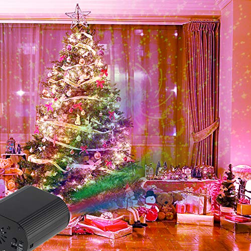 CHINLY Party Lights RGB DJ Disco Stage Laser Light Sound Activated Led Projector for Christmas Halloween Decorations Gift Birthday Wedding Bar (48 Patterns + Background)