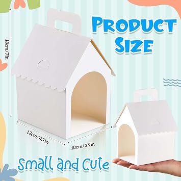 ShinyRelief 24 Pcs Dog Party Favors Boxes Dog House Shaped Treat Gift Boxes with Holes Foldable with Handle for Adopt a Puppy Party Favors Kid DIY Crafting Birthday (House Style)