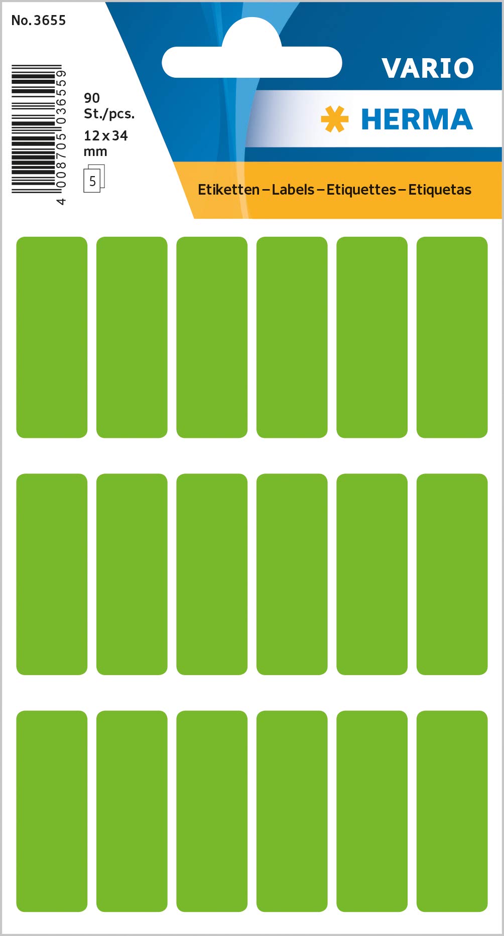 HERMA Multi-purpose labels 12x34mm green 90 pcs. - self-adhesive labels (12 x 34)