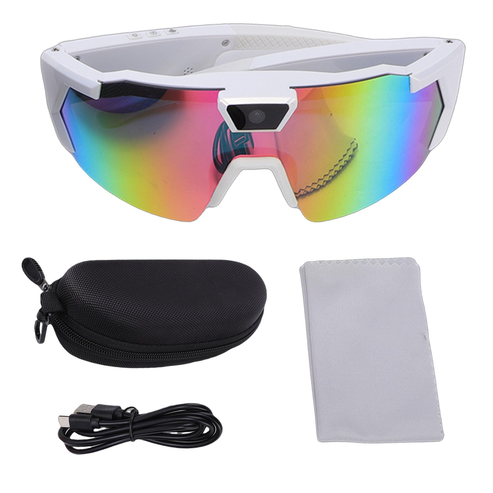 Occhiali Ciclismo Intelligenti con Fotocamera WiFi Lenti Colorate Occhiali Sole Sportivi polarizzati Smart 1080P 12MP Registrazione Video HD Controllo App per