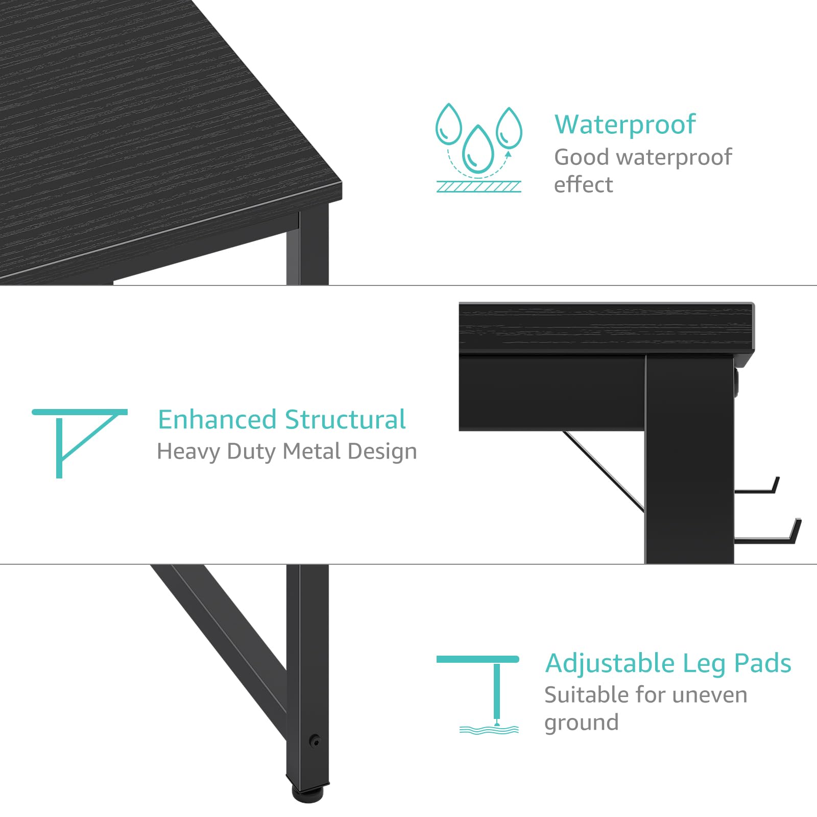Lufeiya Small Gaming Desk with 4 Fabric Drawers, 40 Inch Kids Girls Teen Cute Study Desk for Bedroom, Reversible Work Computer Writing Table Desks for Small Space Home Office, Black: Black 55.1"