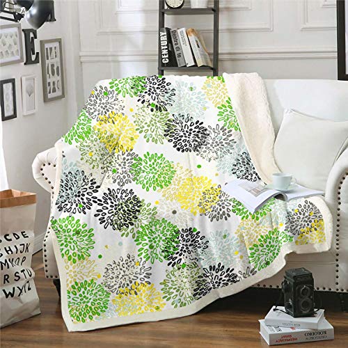 Loussiesd Abstract Floral Plush Blanket Colorful Flowers Fleece Throw Blanket for Sofa Bed Blossom FlowersNatural Single 50x60 Inch