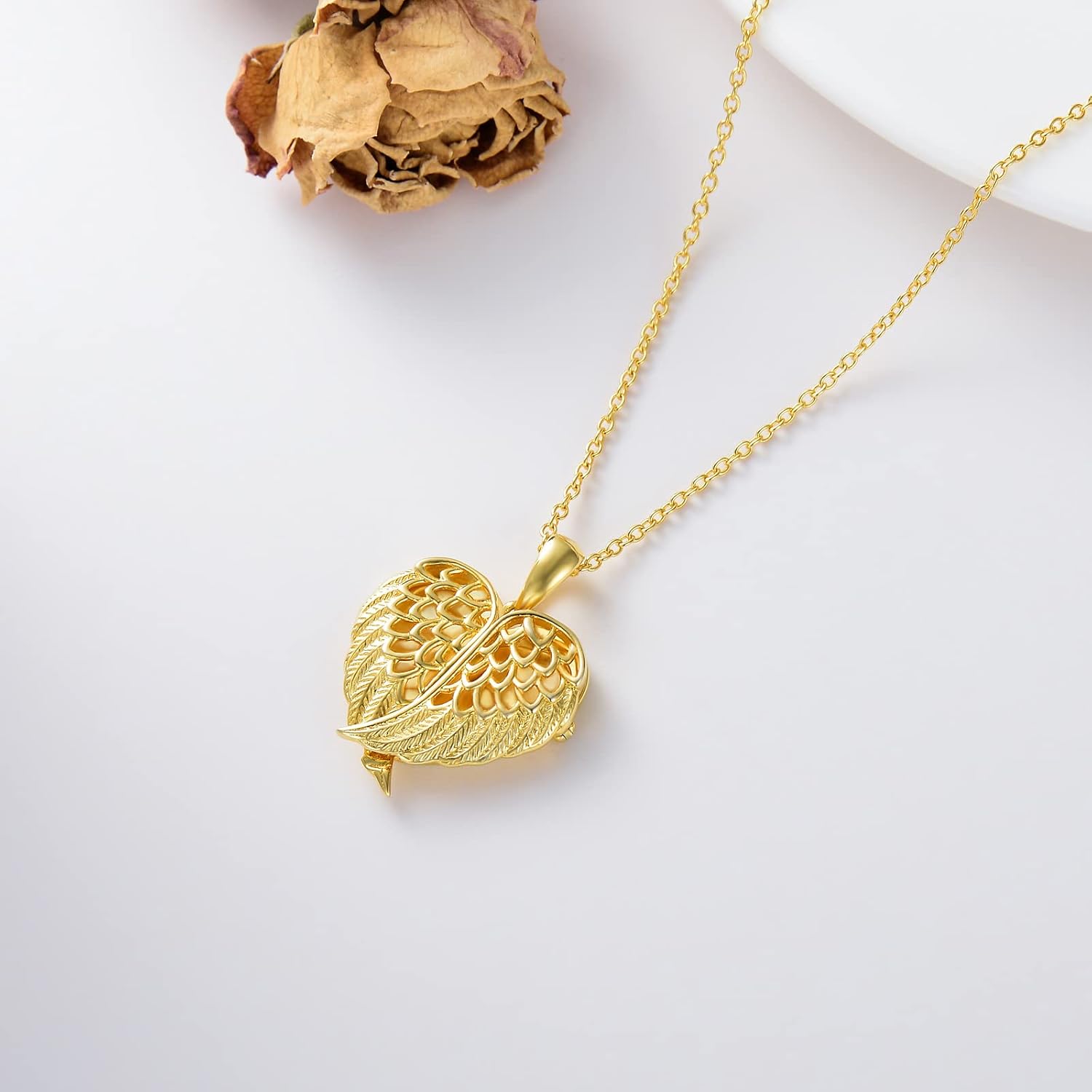 SOULMEET 10K 14K 18K Solid Gold Personalized Sunflower/Starburst/Cross/Rose/Lotus/Butterfly/Turtle/Celtic/Bee Heart Locket Necklace That Holds Picture Gift Choice - Image 3