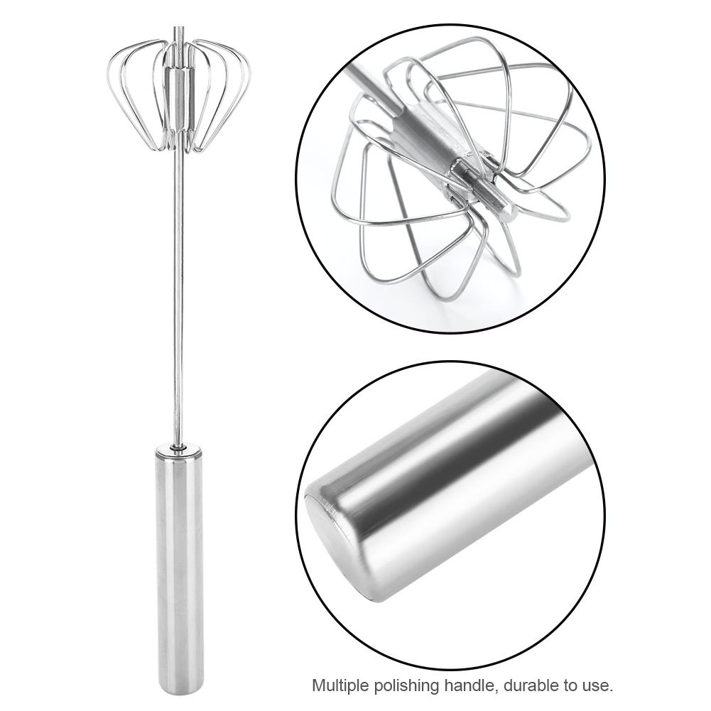 Eiergarde, Handbediende Gardeblender, Roestvrijstalen Eierklopper, Semi-automatische Roterende Garde, Melkopschuimer, Multifunctionele Handgarde Voor Bakken, Koken, Kloppen, Kloppen, Roeren, Keukengeb