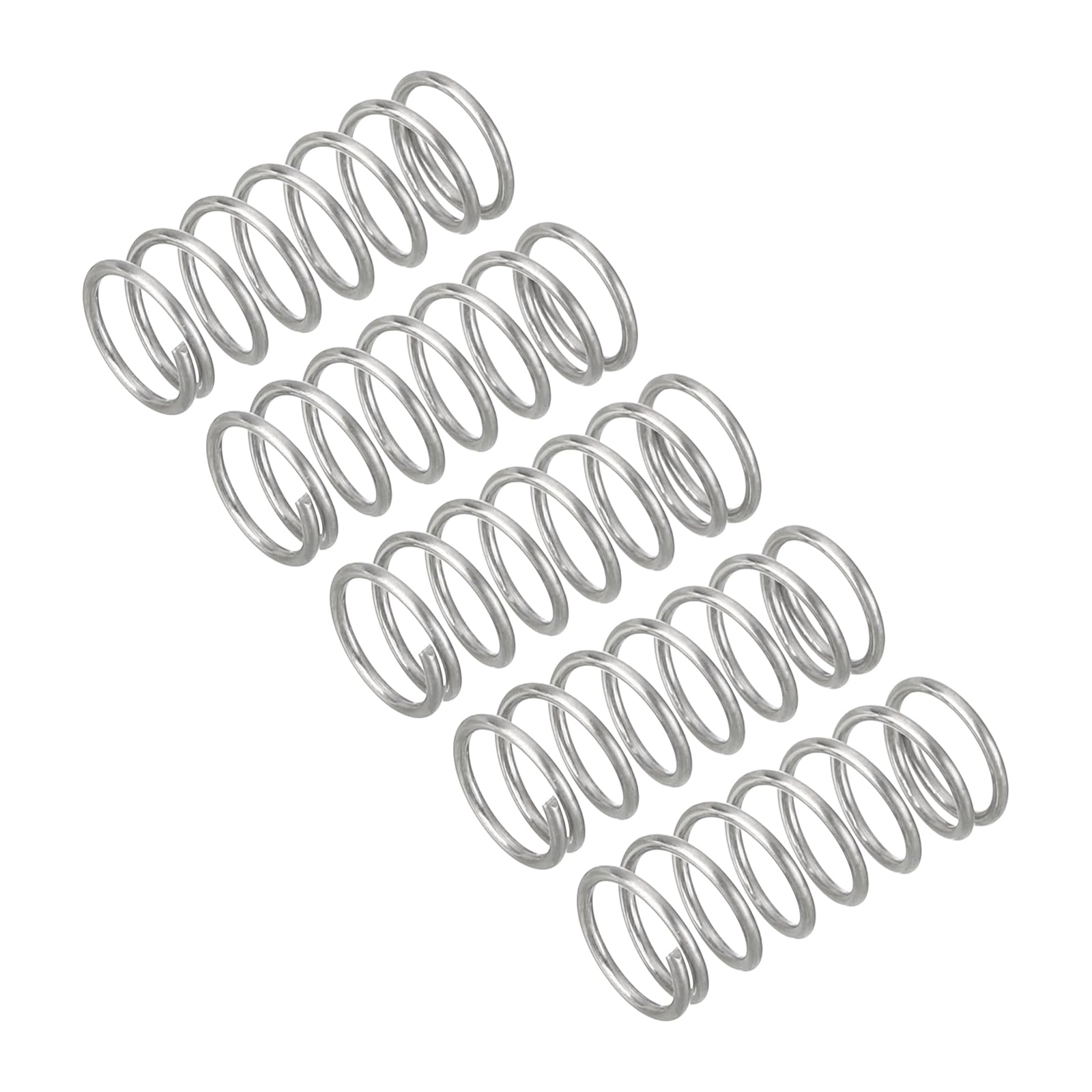 QUARKZMAN 5 sztuk sprężyn naciskowych, 0,6 x 6 x 15 mm, sprężyny naciskowe, sprężyna naciągowa, sprężyna spiralna, sprężyna spiralna, sprężyna stalowa 304, kolor srebrny