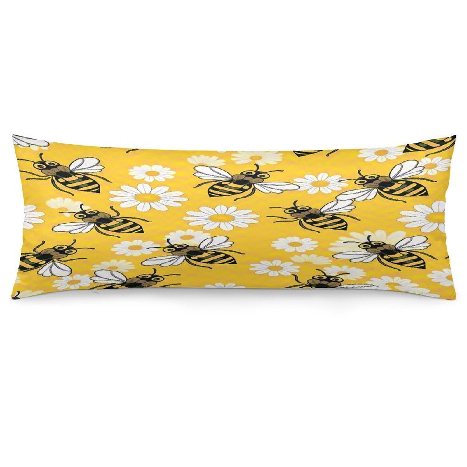 Bee Daisy Pattern Throw Pillow Cover Soft Pillow Case Decorative Lumbar Pillow Cover Cozy Throw Pillowcase Polyester Rectangular Cushion Case Decor for Couch Sofa Bed