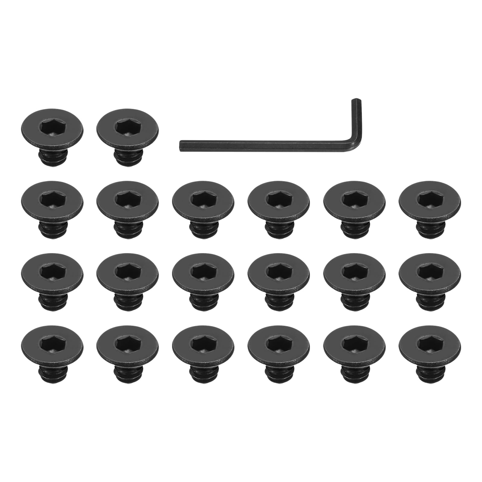 PATIKIL 3/16-24 x 1/4 Inch Flat Head Socket Cap Screws, 20 Pcs Flat Countersunk Bolts Hex Socket Drive Machine Screws UNC Coarse Full Thread Black Oxide Grade 10.9 with Hex Spanner