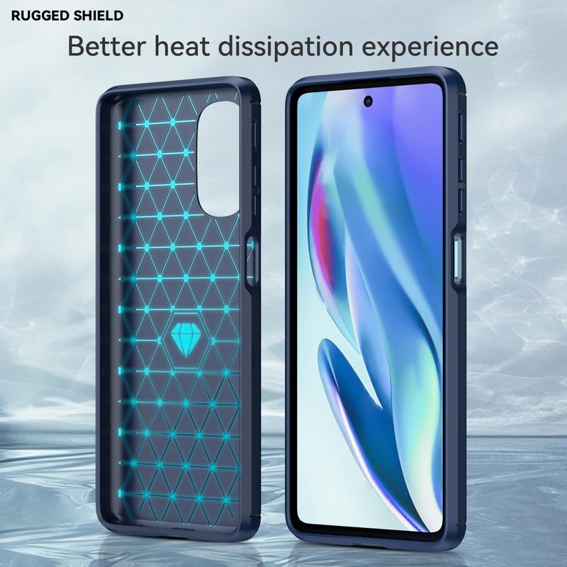 Image of Hybrid Carbon Fiber Back Case for Motorola Moto G51 (Blue)