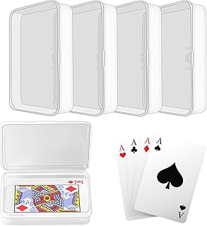 Blank Card Case, 4 Pack Clear Plastic Card Deck Box, Snaps Closed - Storage Box for Base Ball Trading Cards, Business Cards & More (4 PCS Clear)