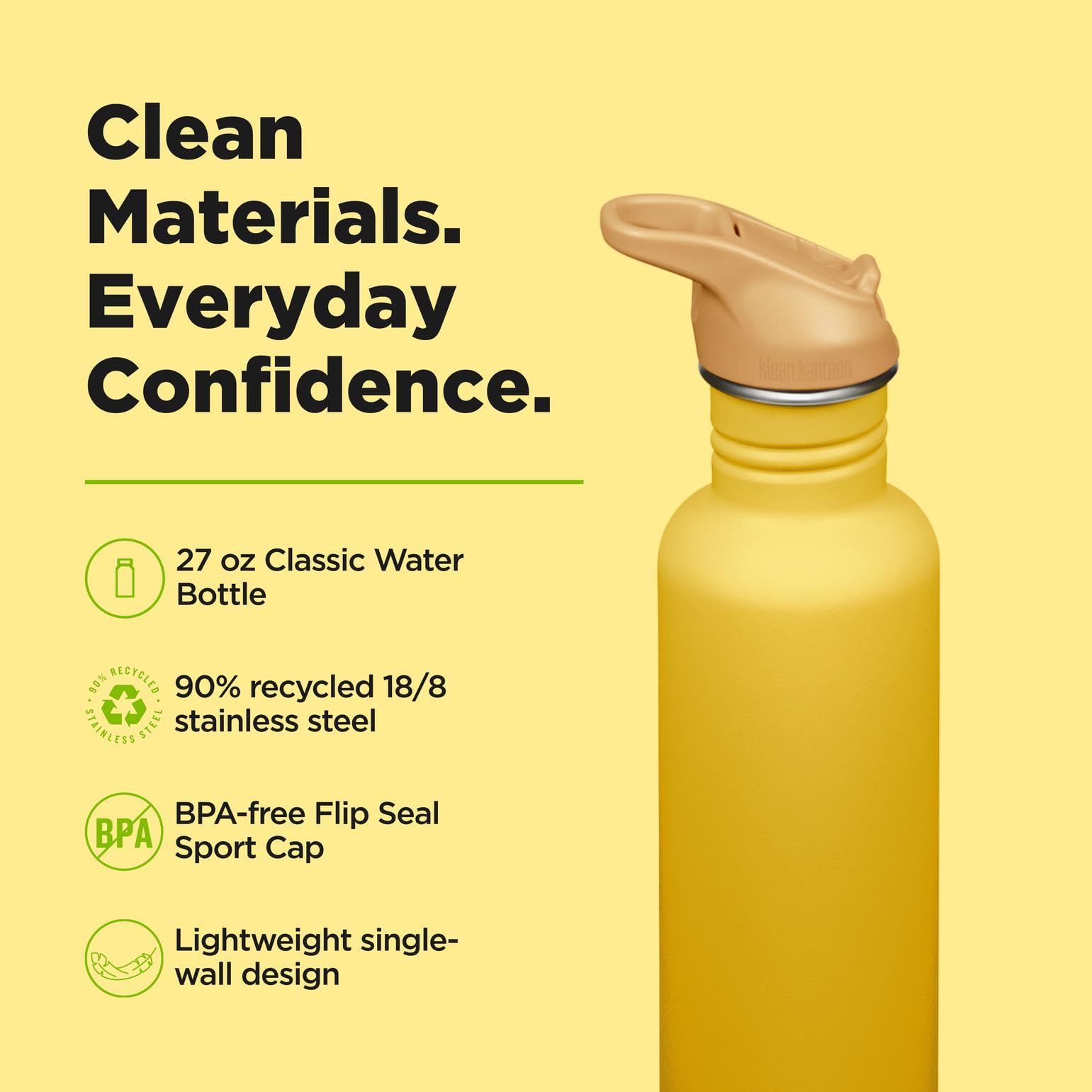 Klean Kanteen Edelstahl-Trinkflasche | 800ml Classic Narrow (Flip Sport) | Sunset | Fahrradflasche | mit neuem Trinkverschluss