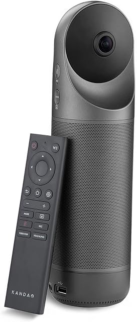 KanDao Meeting Pro Online Video Conference Camera, 360 Degree Dual Lens 8K Captured with Auto Speaker Focus & Bluetooth Remote Controll and Built in System & Conference Platform.