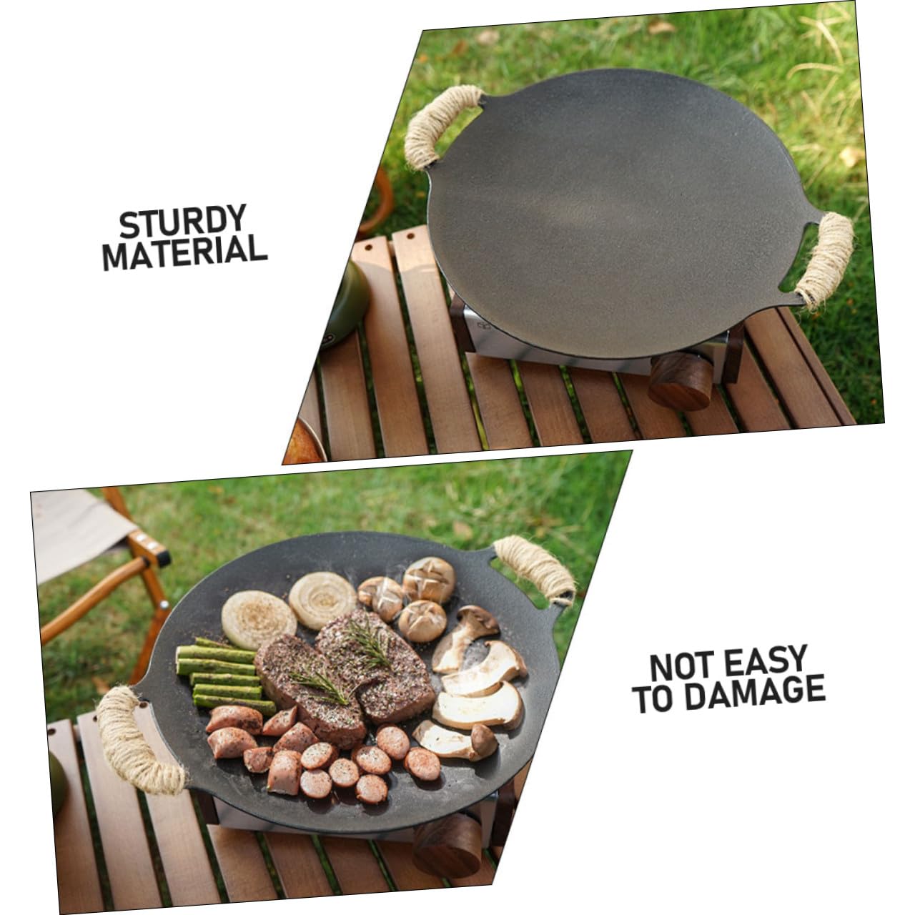 Toddmomy Sartén Accesorio Adecuado de Hierro Fundido para para Parrilla Bordes Lisos Rebabas Bbq y Camping al Aire Libre