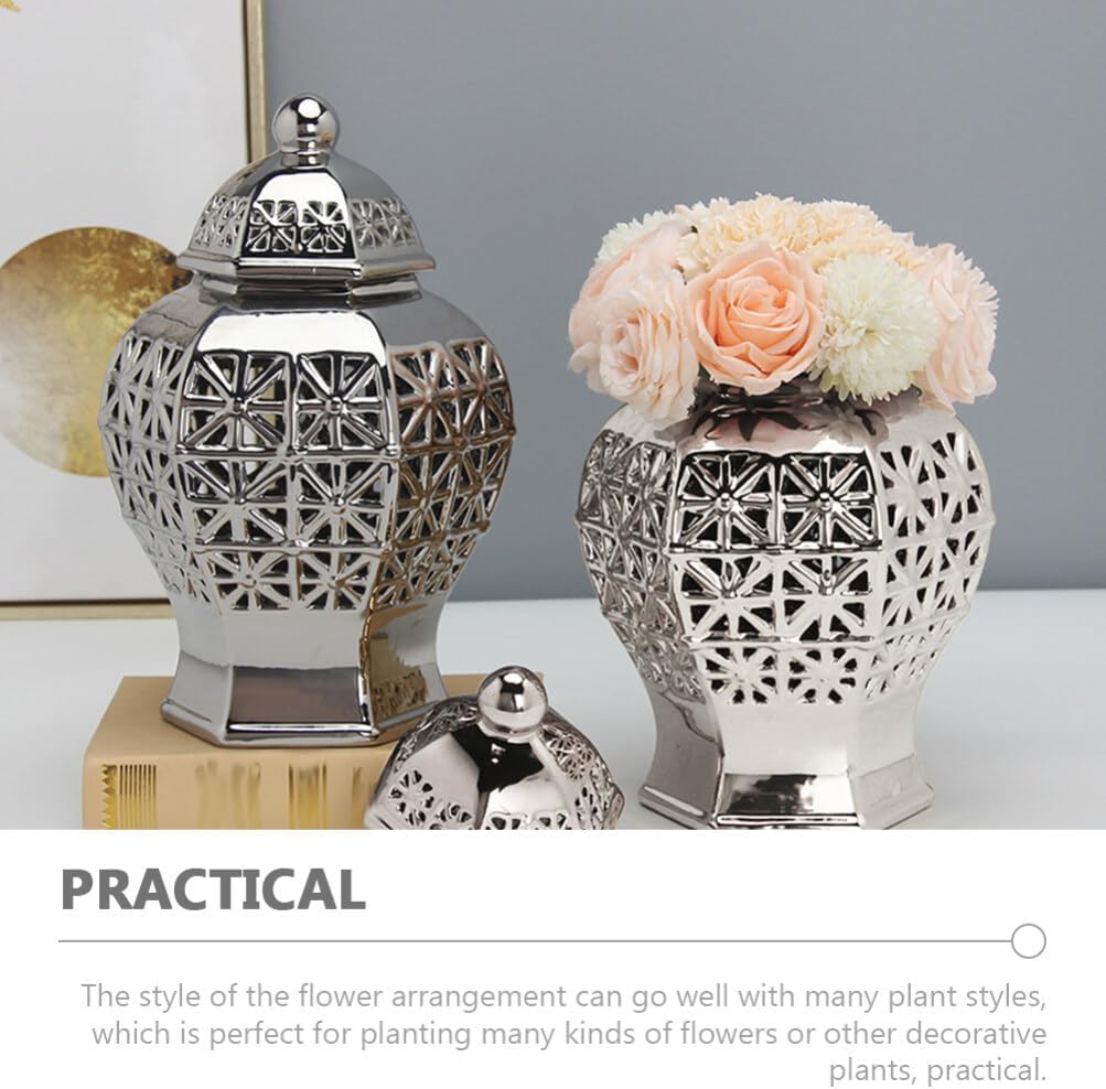 Yardwe Smell Jar Spice Jar Lid Ceramic Vase Wedding Holder Home Decorative