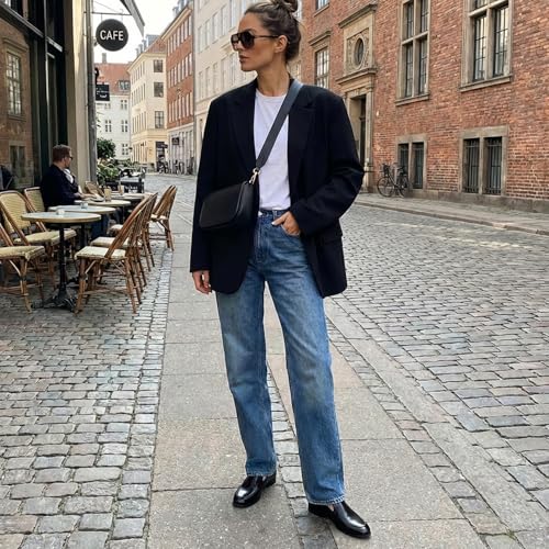 Image of Women's Cow Leather Slip On Loafers Metal Decoration Flat Mules