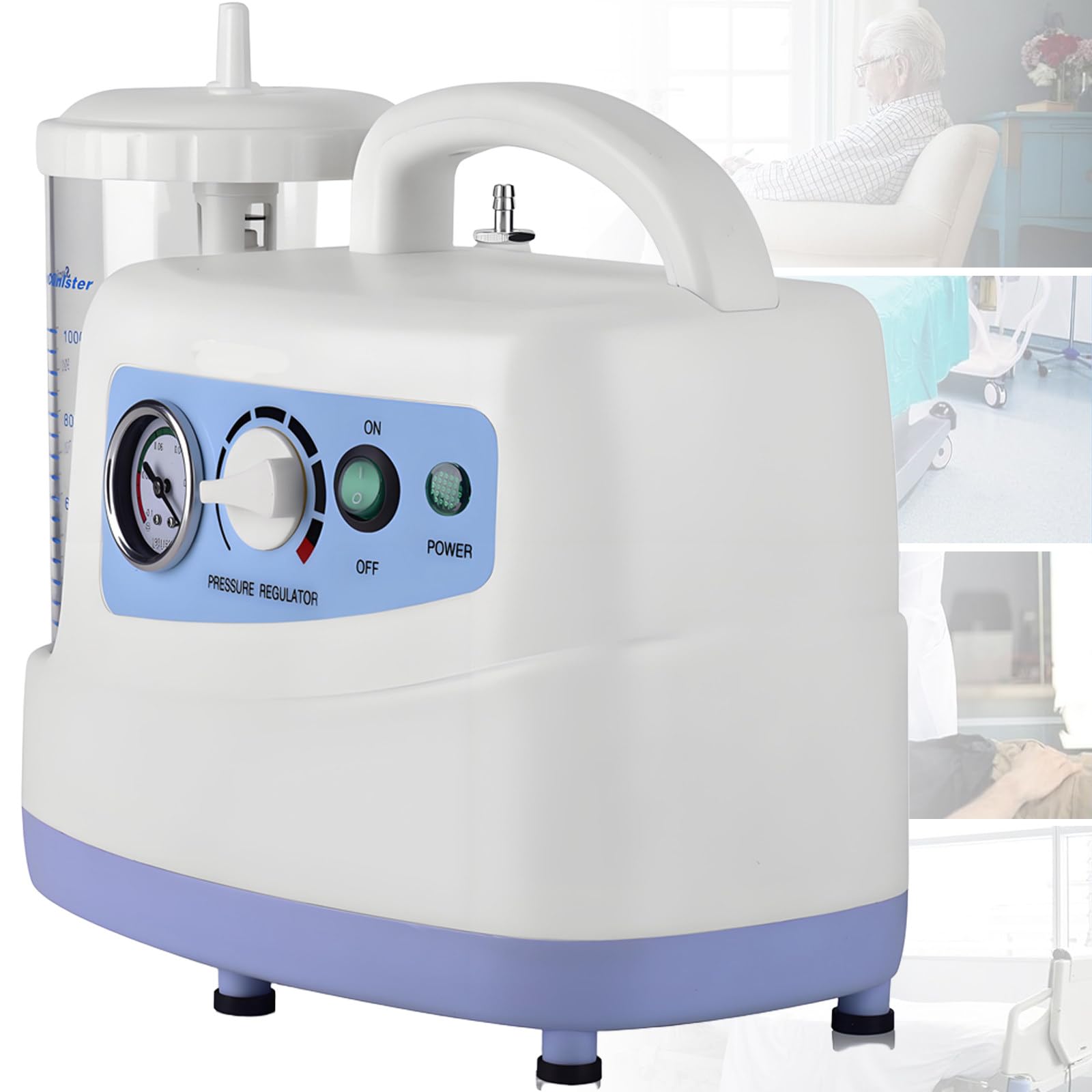Gwlthixion Multicolor Portable Suction Unit Machine, Electric Sputum Phlegm Suction Pump Device Unit 1000Ml, Maximum Negative Pressure 80Kpa, Adult Machine Throat Suction Pump