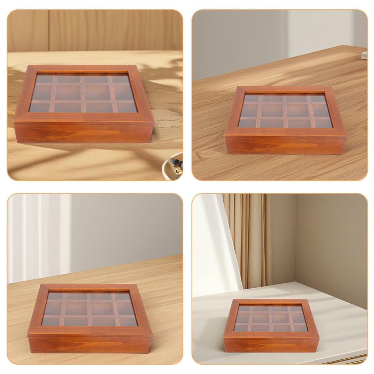Caja de Almacenamiento Organizador Acrílico para Bolsitas de Té con 12 Compartimentos, Tapa con Ventana Transparente y Gran Capacidad para Casa y Viaje