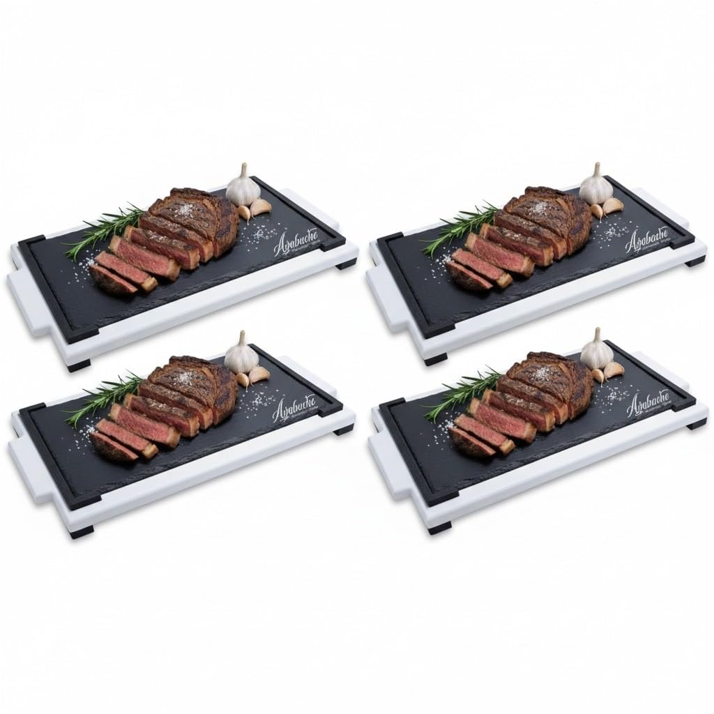 Pack de 4 Bandejas de Madera con Pizarra 20x40cm Personalizadas para Presentación de Alimentos – Elegante Tabla para Carnes, Quesos, Tapas y Entrantes