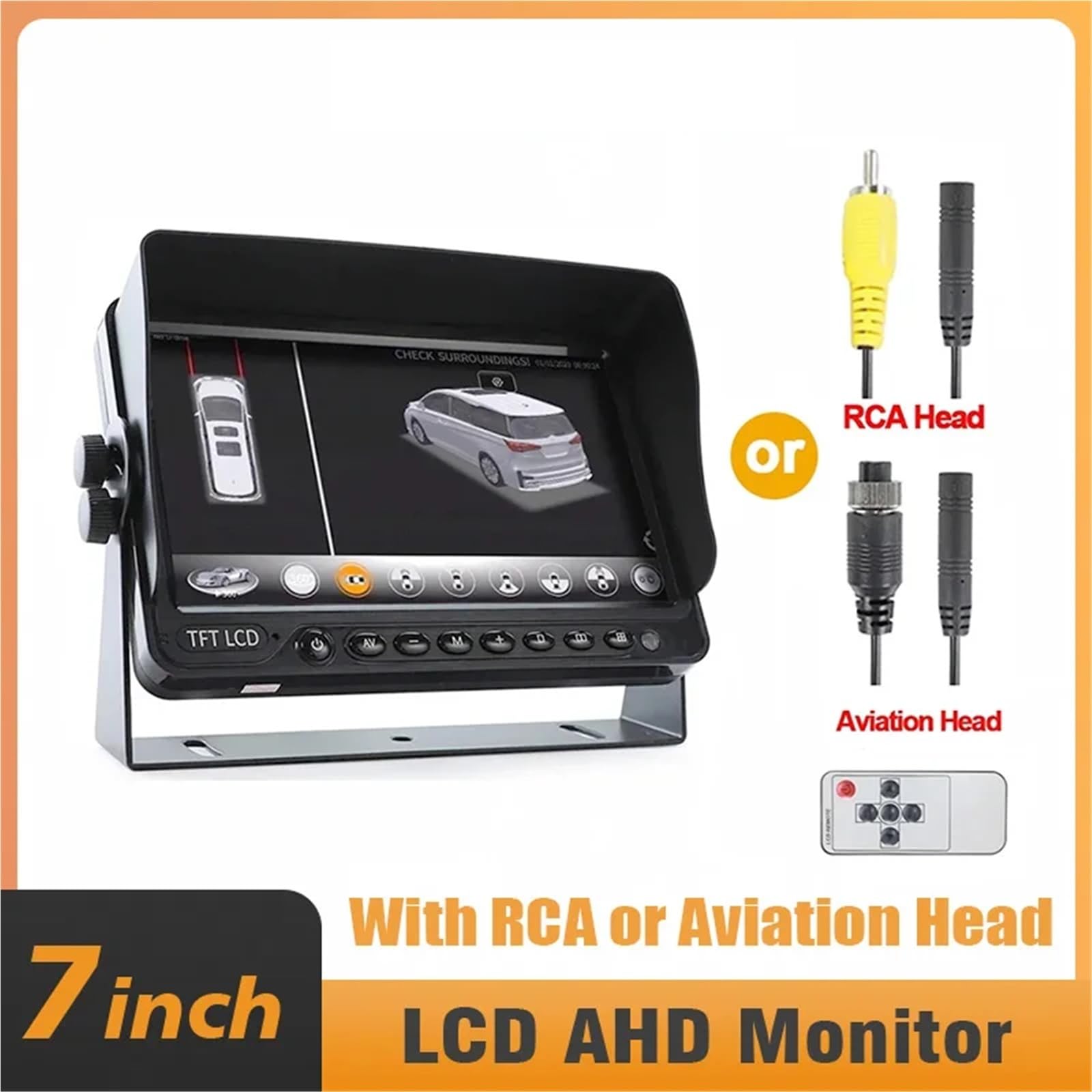 Monitor for camioneta, autobús, camión, Compatible con Entrada, fácil de Instalar, Pantalla Independiente 7 Pulgadas(7inch 4PIN)