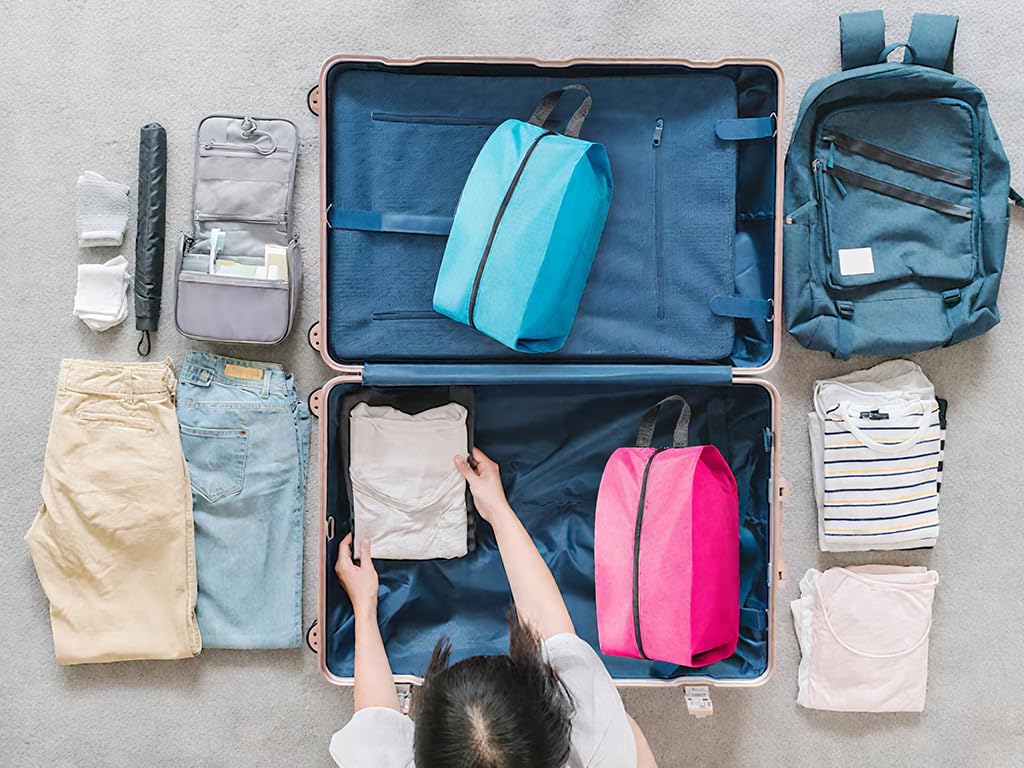 6 Stück Schuhtasche Reise,Wasserfeste Schuhbeutel Reise,Schuhtasche mit Reißverschluss,Schmutzabweisende Schuhtaschen für Darunter Reisen,Freizeit,Sportliche Aktivitäten