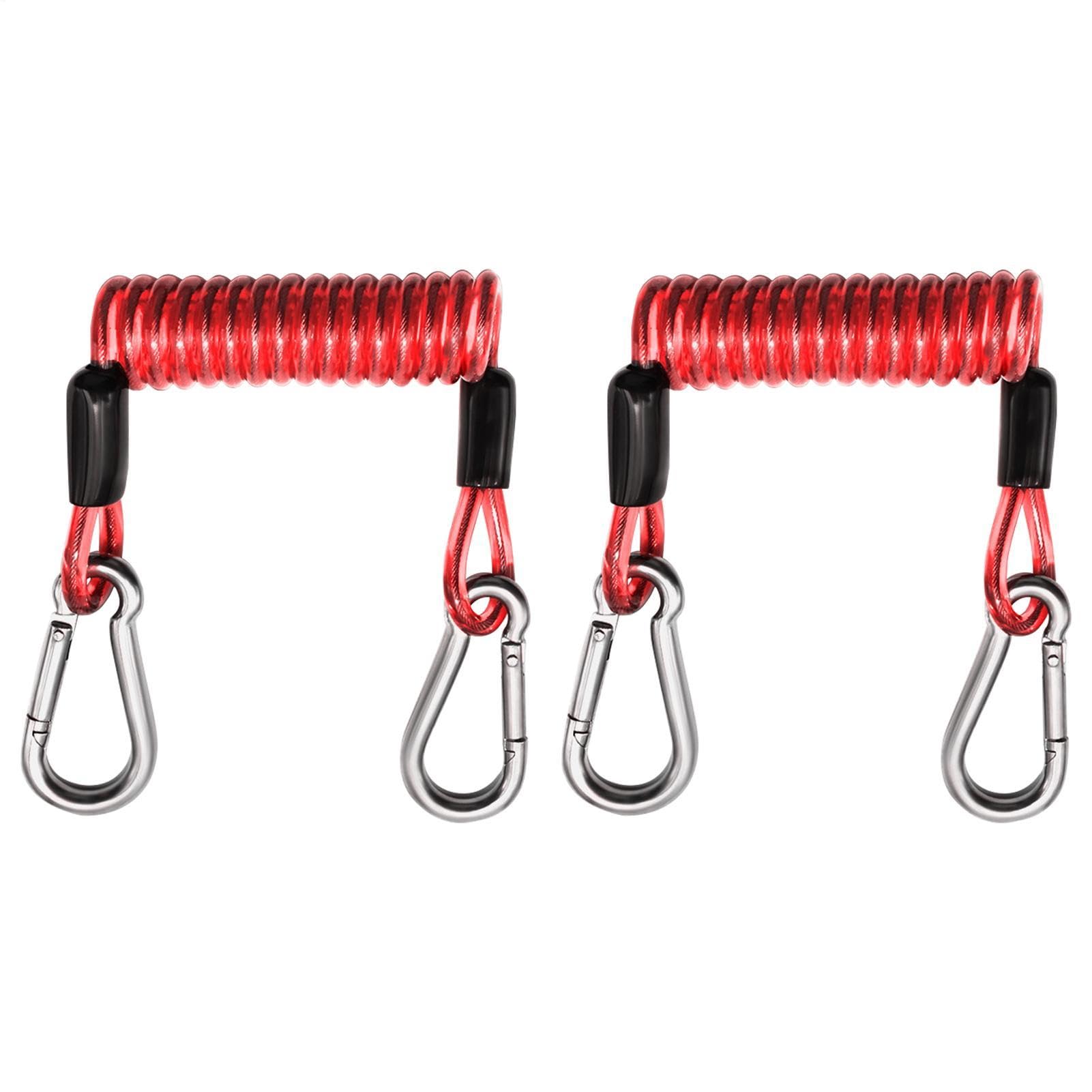 Surfboard Rope - Heavy Duty TPU Elastic Connector Rope | Safety With Carabiner For Paddle Board | 2-Piece Anti-Loss Durable Waterproof For Kayak Boating River Fishing Camping Outdoor Ma