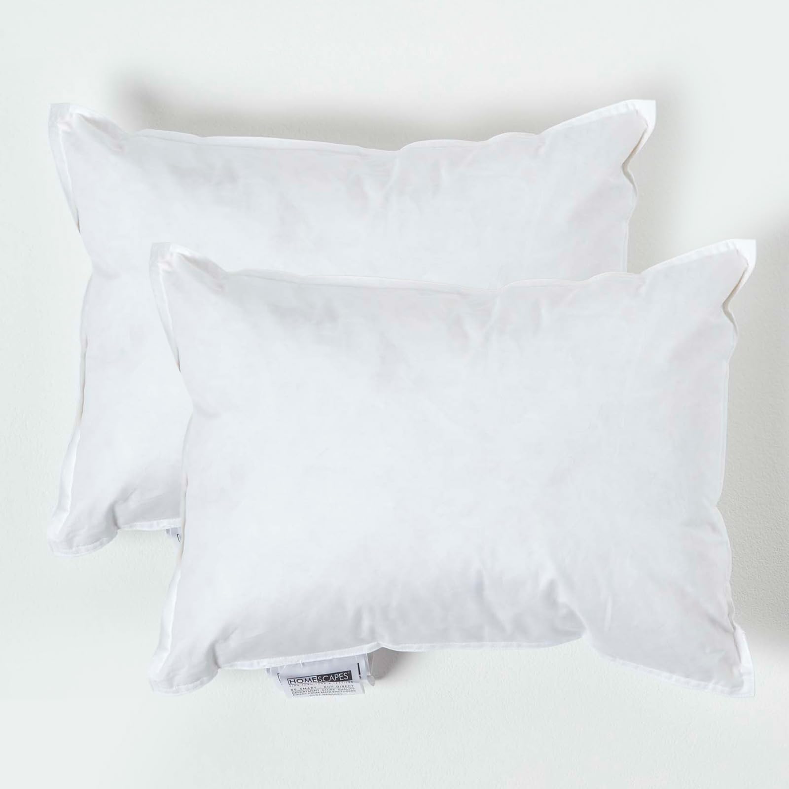 HOMESCAPES 2 Pack Luxury Duck Feather Cushion Inserts 30cm x 40cm (12 x 16”) Perfect Bounce Back and Down-Proof Cover Generously Filled Inner Pads Filler, Hypoallergenic RDS Certified Machine Washable