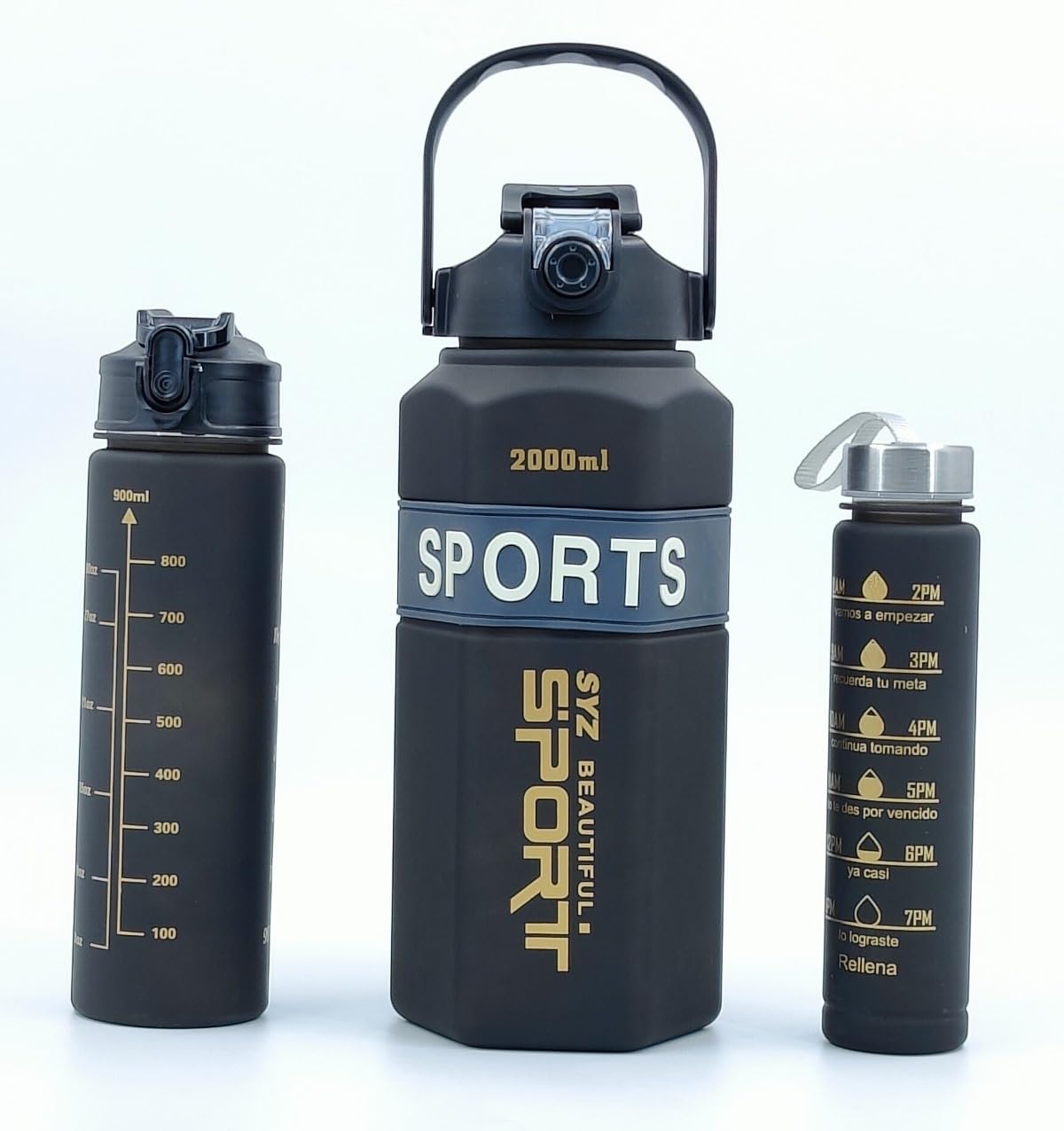 Nayubo 64oz/2L Motivational Water Bottle With Straw & Time Marker - Leakproof Large Jug For Gym, Sports, Fitness (Black) - View #10