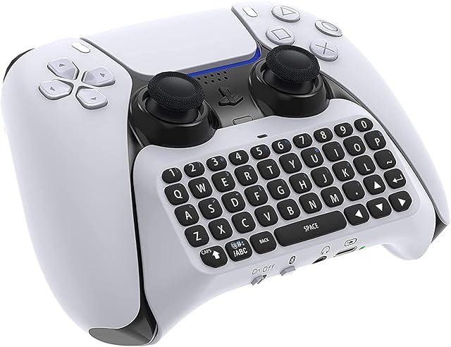 Wireless Mini Keyboard for PlayStation 5 DualSense Wireless Controller,Bluetooth 3.0 Mini Chat Pad Message Game Keyboard Keypad Built-in Speaker, 3.5mm Audio Jack, Messaging and Games For Live Chat
