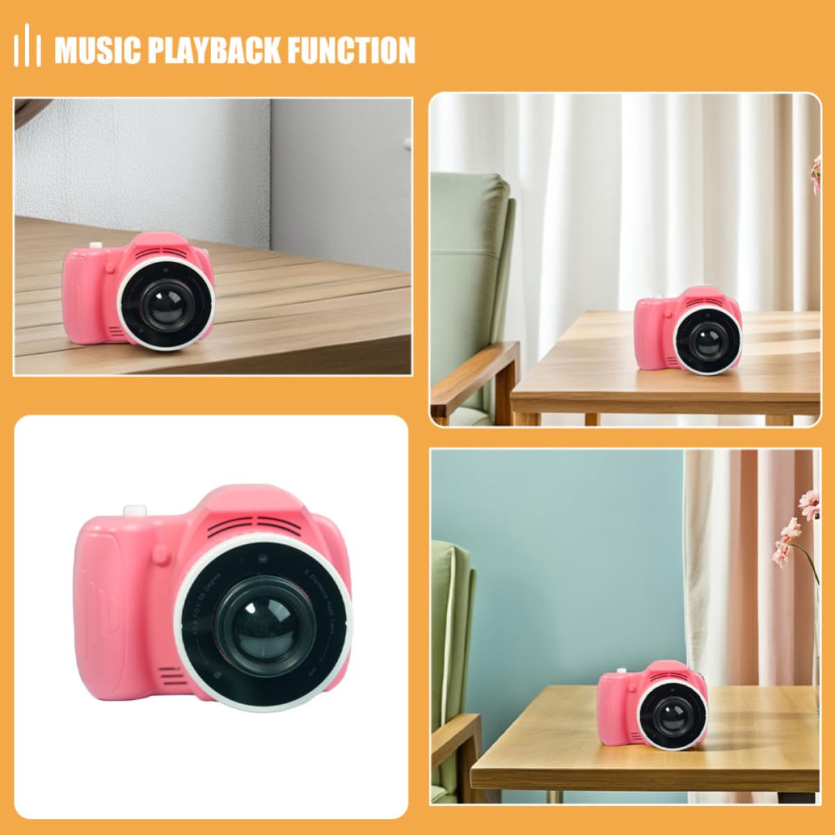 Artibetter Fotocamera con Proiettore, Macchina Fotografica per Rosa in Plastica, Proiezione Hd, Riproduzione Musicale e Editing, per Campeggio e Viaggio