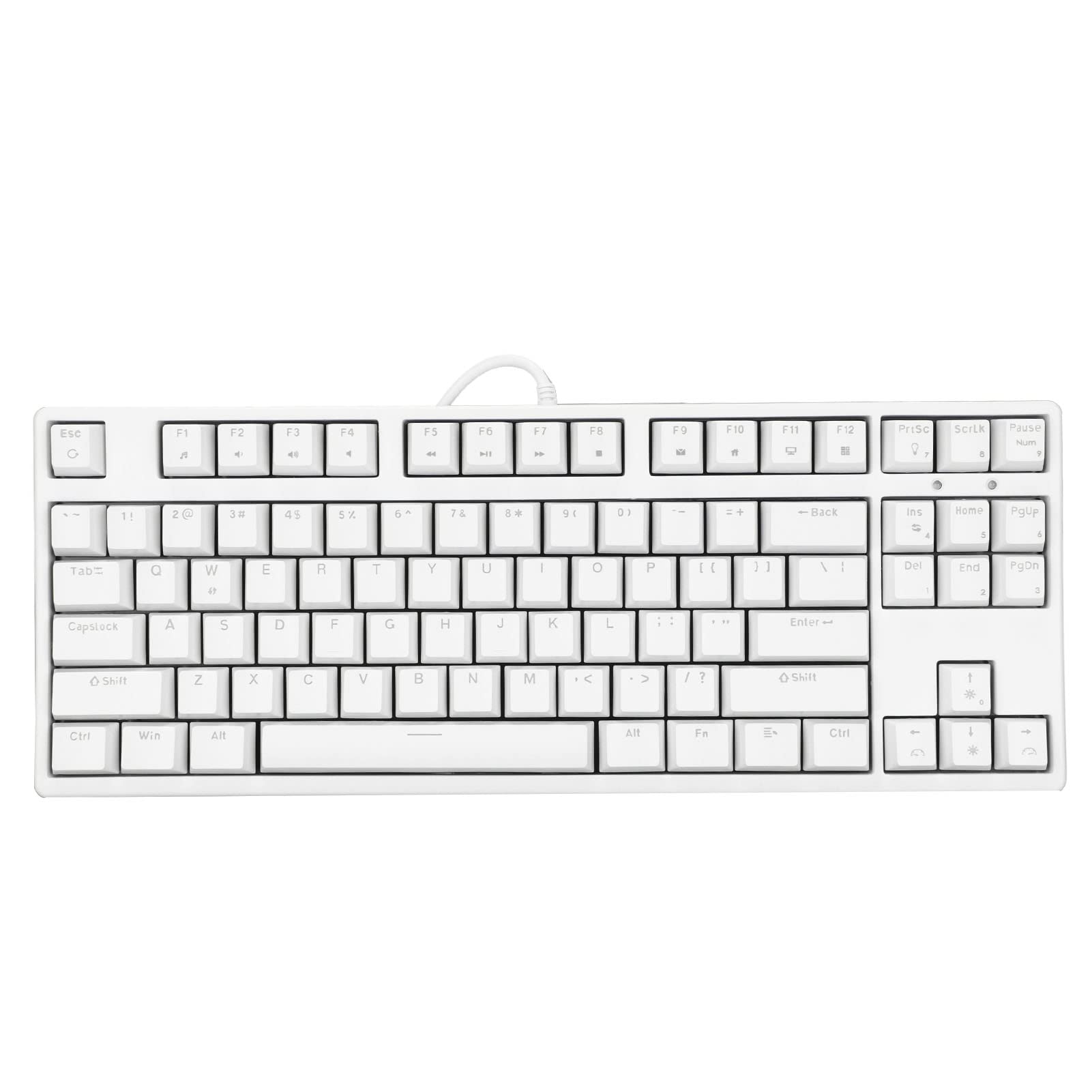 Ergonomiczna Klawiatura Mechaniczna z Czerwonym Przełącznikiem 87 Klawiszy Przewodowa Klawiatura do Gier i Biura (Biały)