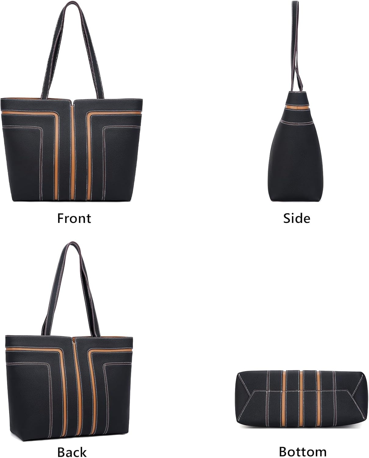 FOXLOVER Genuine Leather Tote Bag for Women Work Large Shoulder Purses Satchel Handbags - Image 3