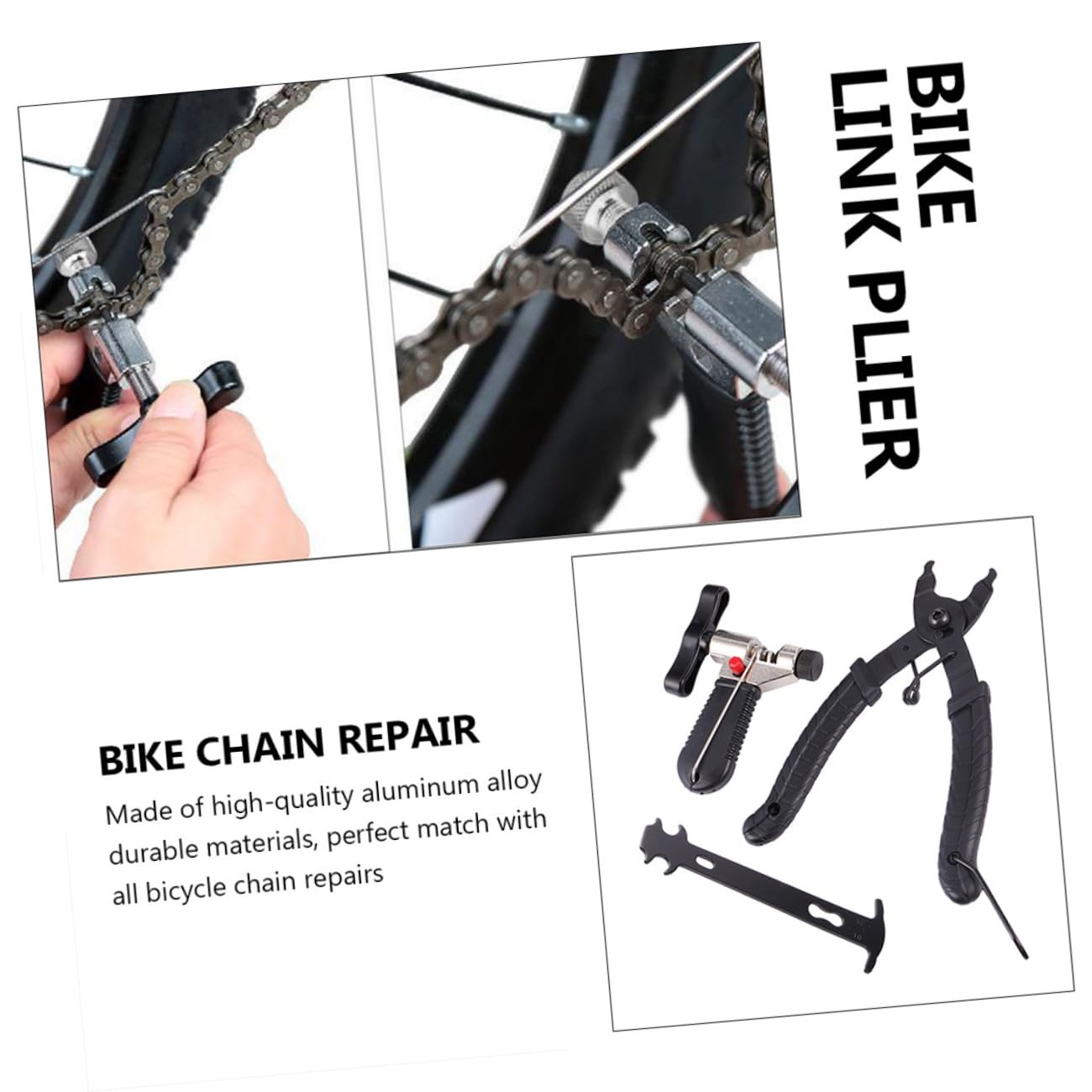 SUPVOX Alicates De Cierre De Gancho y Bucle Cortador De Cadena Herramienta De Cadena De Reparación De Bicicletas Alicates De Enlace De Bicicleta Black Acero Inoxidable Más Abs