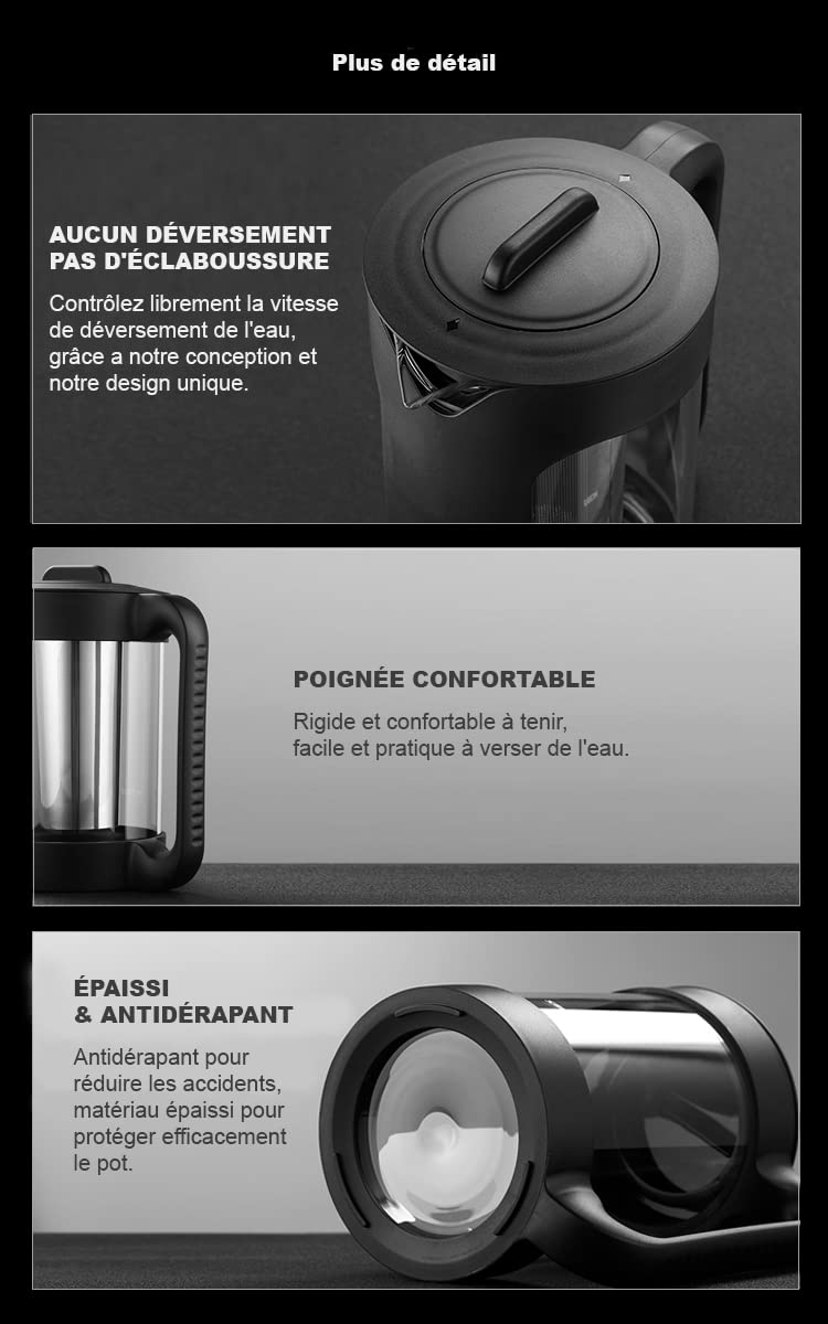 Pack Modèle X3 Carafe d'Eau 1,5 L avec Un Binchotan Naturelle Offert| Charbon Actif 100% BIO Purification Naturelle de l'eau du Robinet