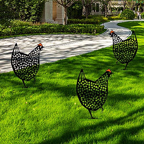Playstyle Acrylic Chicken Yard Art Rooster Hen Silhouette Chicken Yard Stake Garden Floor Decor Ornament, Black Hollow Out Animal Shape Decor For Easter Outdoor Pathway Sidewalk Backyards (D) #TOP7
