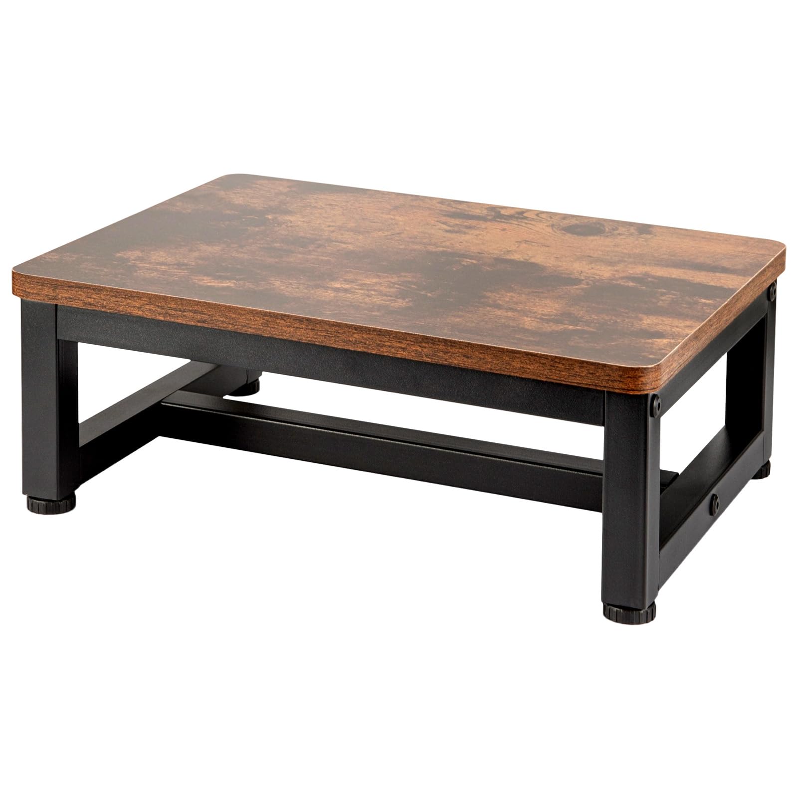 Evergoods Black+Brown Step Stool For Adults, Heavy Duty Step With 350 Lbs Capacity, Bed Step For High Beds, Rustic Brown Foot Stool With Non-Slip Rubber Feet For Kitchen, Bathroom & Bedside Support