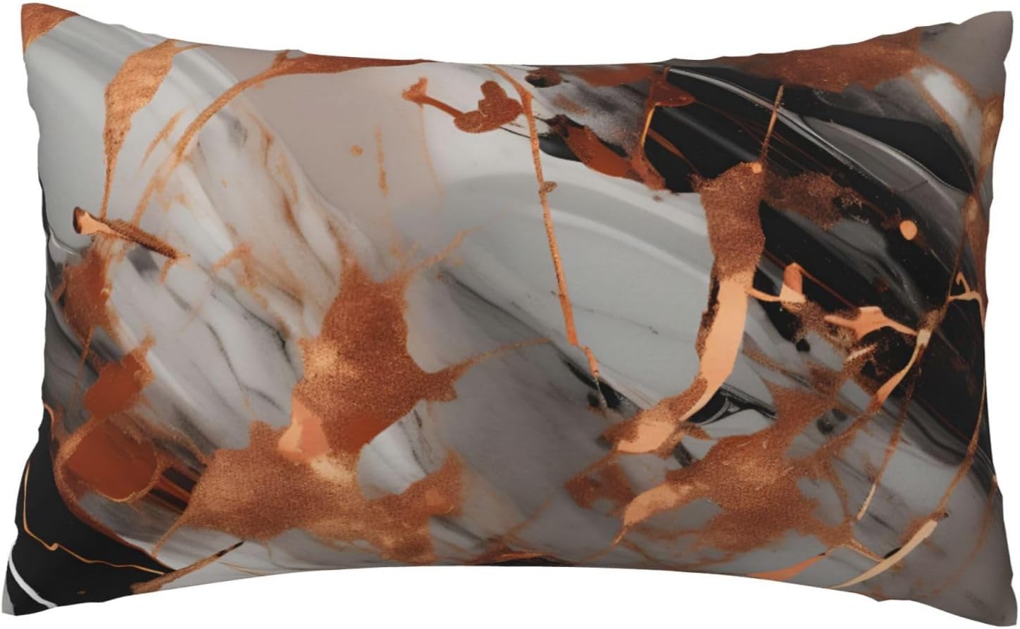Marble Texture Copper Splatter Print Pillow Case Cover for Breathable Bedding Home Bedroom Living Room Travel Accessory
