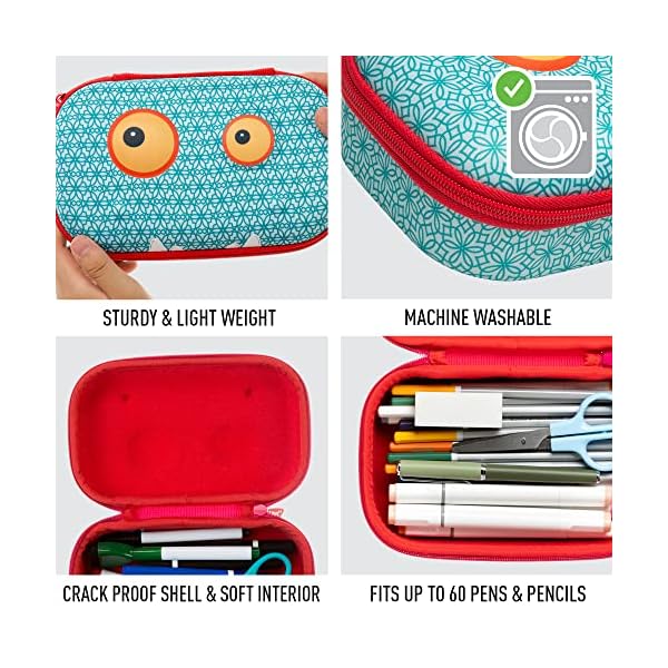 ZIPIT Monsterbox Federmäppchen Box für Kinder - für bis zu 60 Stifte, Maschinenwaschbar (Blau) – Bild 4