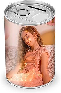 Sinseike Custom Photo Metal Money Coin Piggy Bank,Personalized No Break to Open Saving Box,Coin Bank (Personalized)
