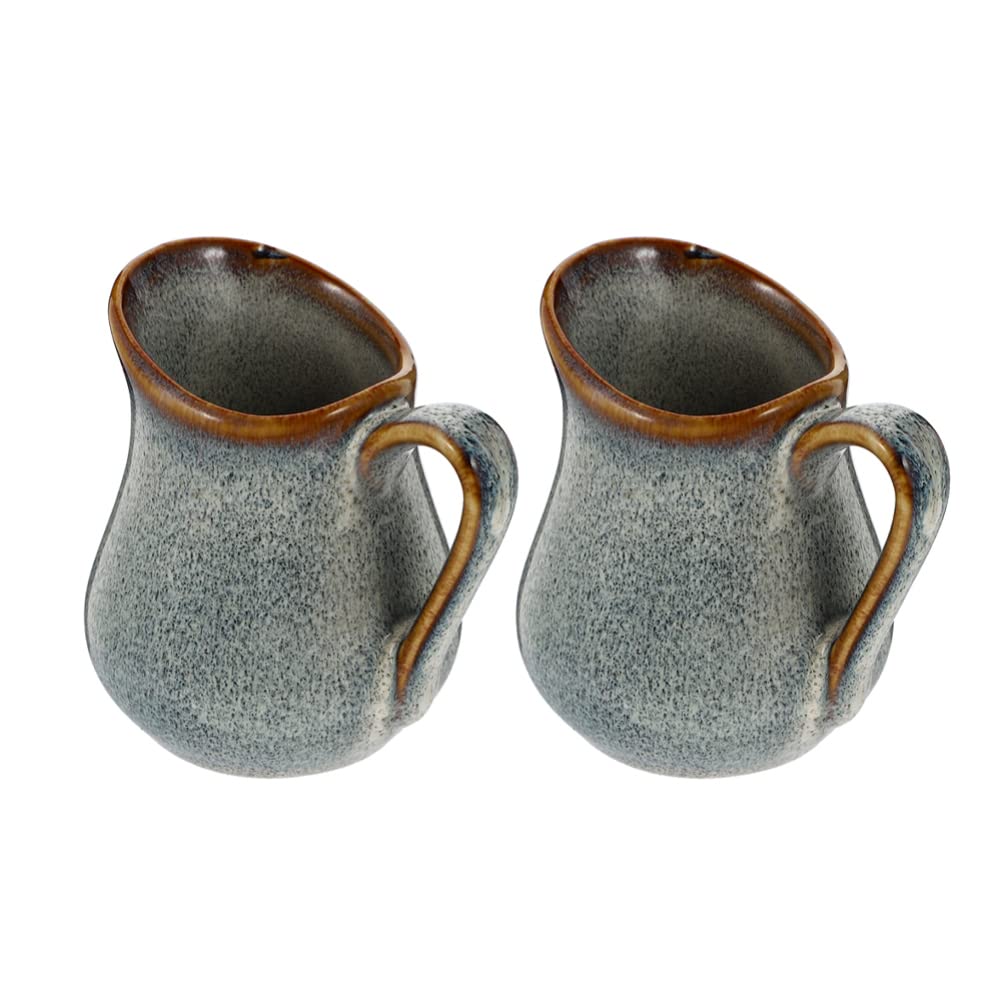 Tazza per Montare Il Latte Piccola brocca per la Panna in Ceramica: 2 Pezzi Mini brocca per la Panna da caffè e Latte Tazza con Manico brocca per servire Il,Colori Assortiti