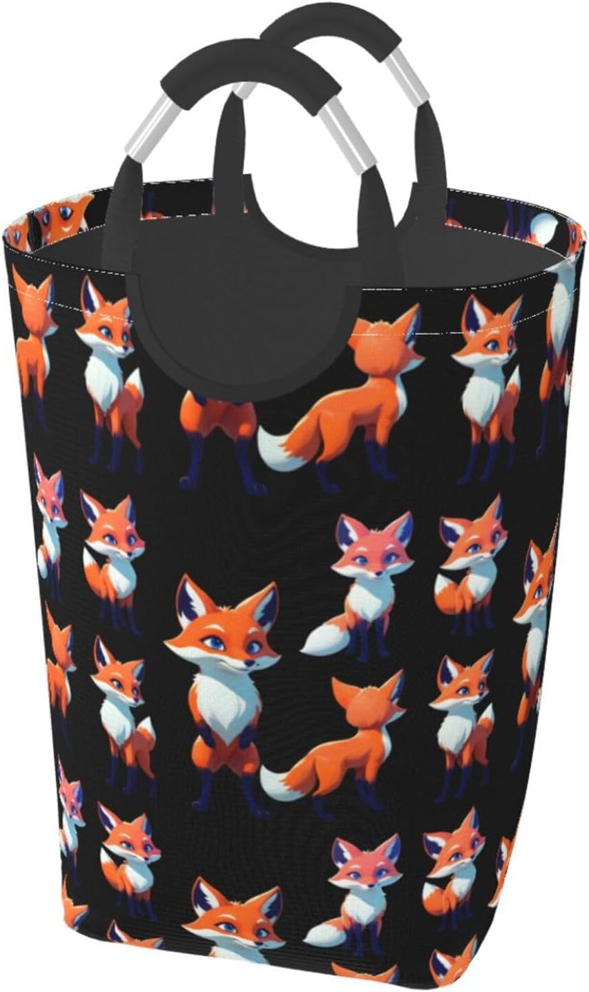 Fantasy Fox Foldable storage bag, 50L capacity, suitable for laundry room, dormitory bedroom, dirty clothes storage basket.