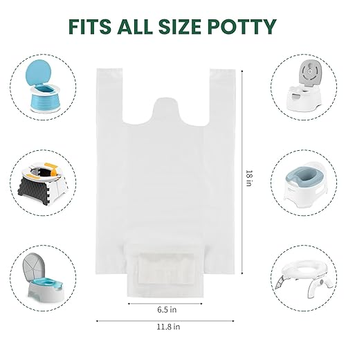 Miniatura 4 de Paquete de 72 bolsas desechables para inodoro portátil, bolsas de repuesto para orinal de viaje para niños pequeños con almohadillas