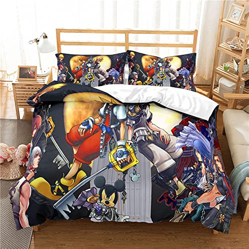 Literie 100x135 Respectueux De La Peau Enfants Kingdom Hearts Housse De Couette Coton Filles Adolescents Literie avec Taie d'oreiller (KH...