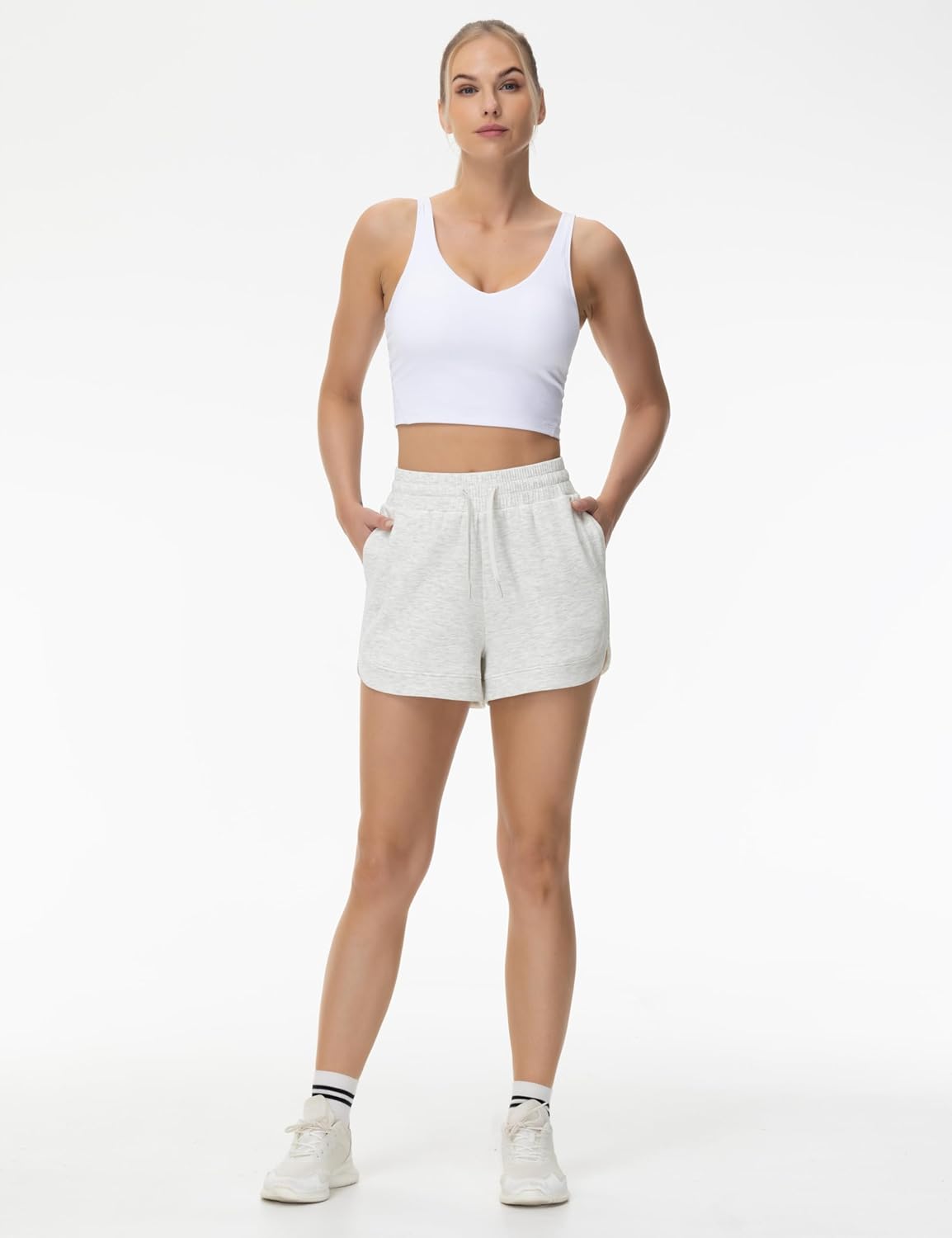 THE GYM PEOPLE Women's Drawstring Sweat Shorts Soft Comfy Dolphin Workout Running Lounge Shorts with Pockets - Image 5