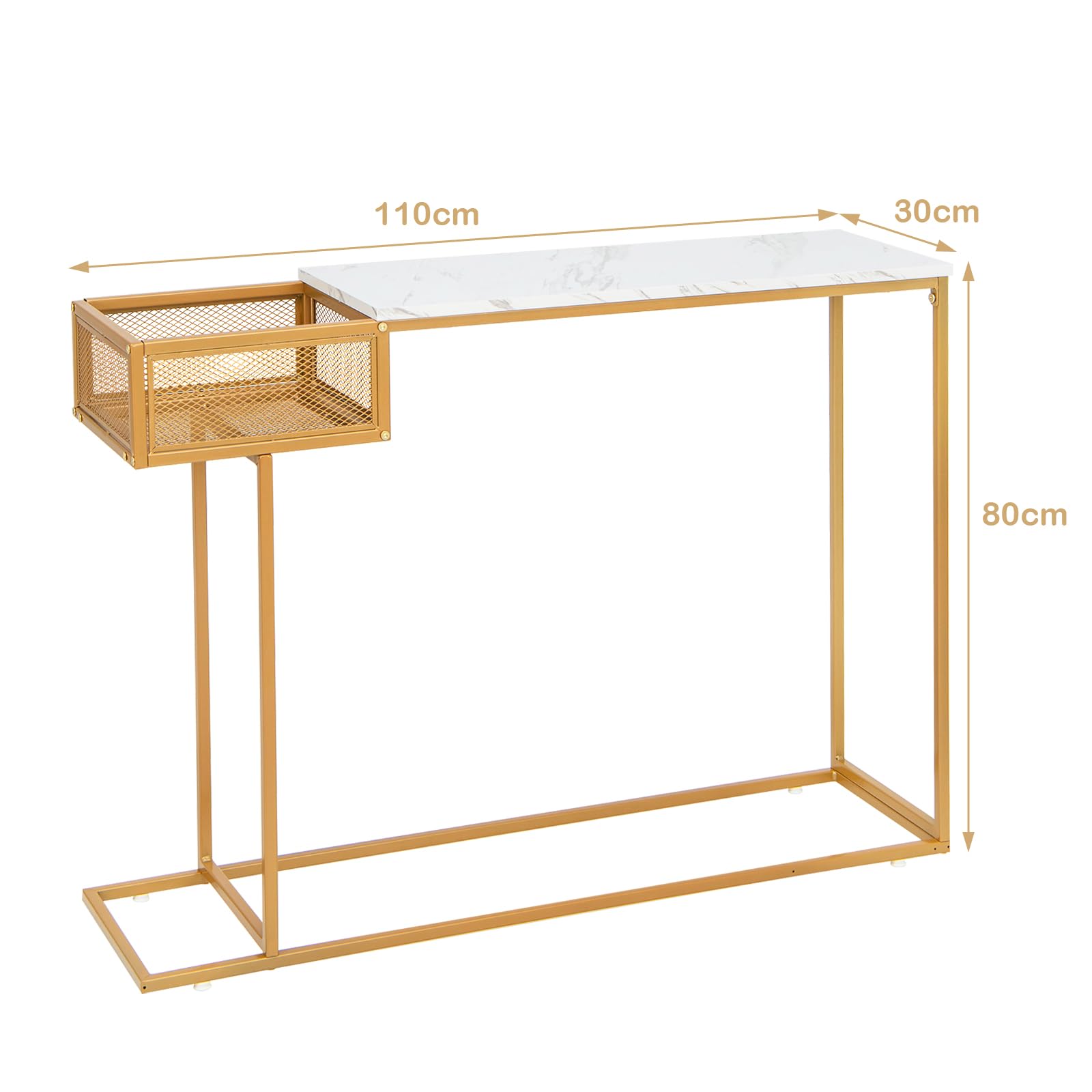 Consoletafel Voor Entrée Met 3 Niveaus En 2 Opvouwbare Laden Industrieel Design Rustiek Bruin