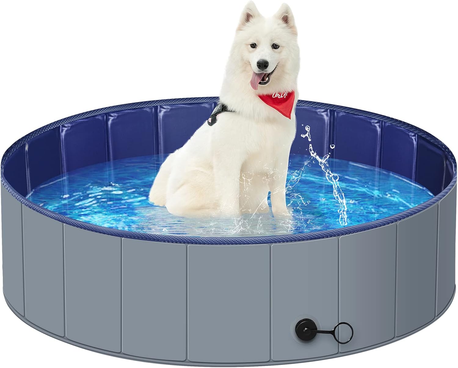 Dog Pool, Plastic Pool for Kids, Dog Tub for Medium Dogs, Dog Bathtub Portable, Foldable Pool for Dogs Slip-Resistant (40"x 12") M - 40'' x 12'' Dark Gray