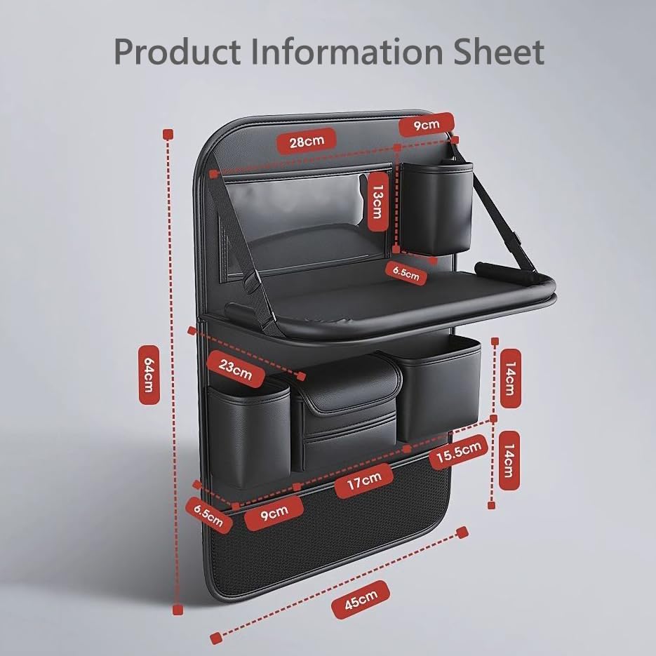 Organizer Sedile Posteriore Auto per Ford Mustang V 2011 2012 2013 2014(2. Generation), Auto Bambini Posteriore con Tavolo Pieghevole, Borsa per Tablet e Molte Tasche
