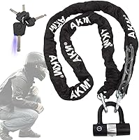 Vista 14 de AKM Candado de cadena para bicicleta de 47.2 in/4 pies, resistente, duradero, 0.472 in de grosor, antirrobo, cadena de bicicleta con 4 teclas