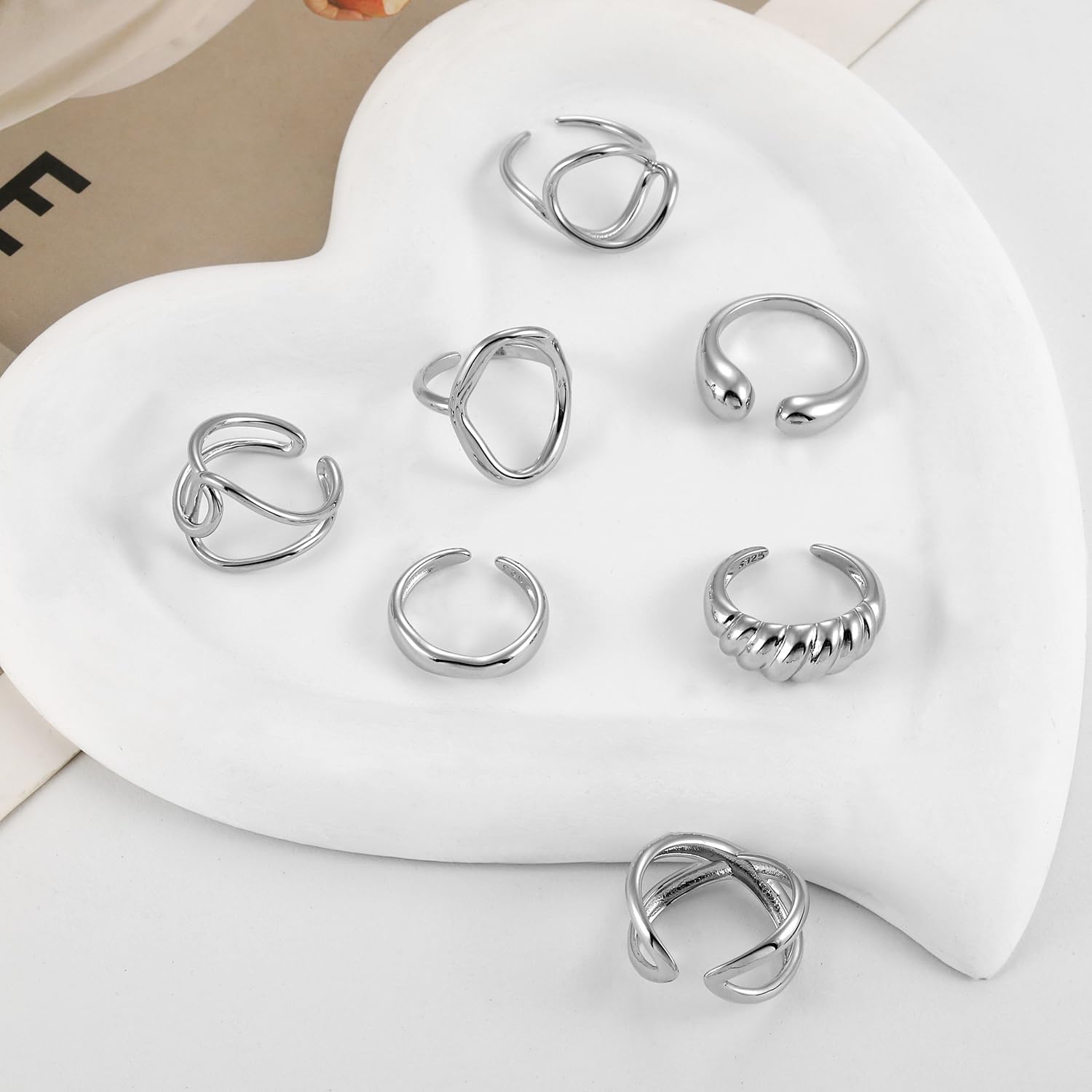 10PCS Gold Dome Chunky Rings for Women 18K Gold Plated Braided Twisted Round Signet Rings Adjustable Open Ring Band Statement Jewelry Size 7-9 - Image 7