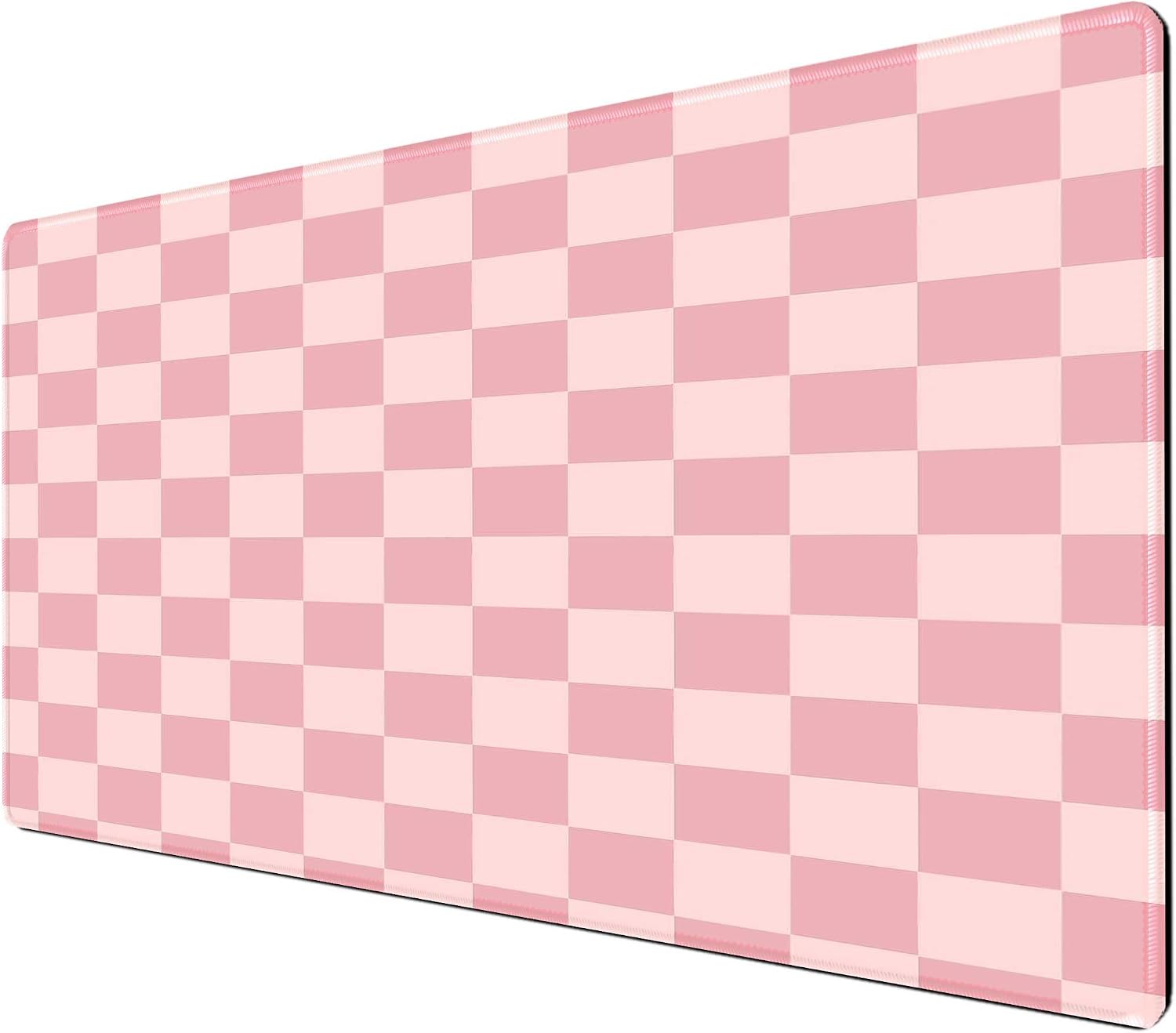 Large Pink Mouse Pads for Desk, XXL Checkered Pattern Mouse Pad, Square Premium Texture Computer Cute Mousepad for Office Work Home,Non-Slip Rubber Gaming Mouse Pads Modern Aesthetic